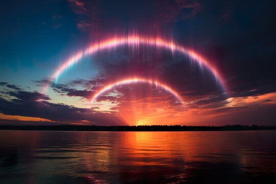 stylist and royal Beautiful sun halo phenomenon with circular rainbow, solar halo the ring,