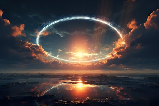 stylist and royal Beautiful sun halo phenomenon with circular rainbow, solar halo the ring,
