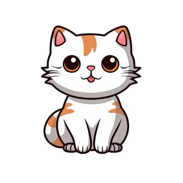 isolated cute cat cartoon character transparent background