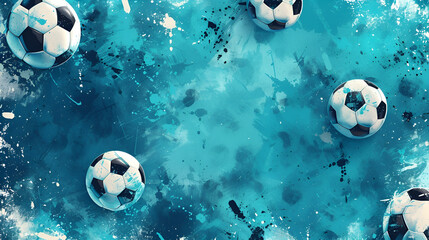 Soccer European championship Turquoise blue Background, copy space, Generative AI - obrazy, fototapety, plakaty