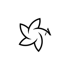 alba flower with letter a logo black color