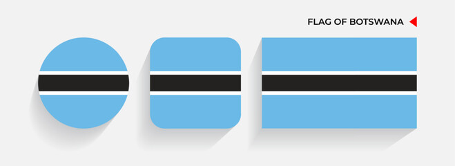 Botswana Flags arranged in round, square and rectangular shapes