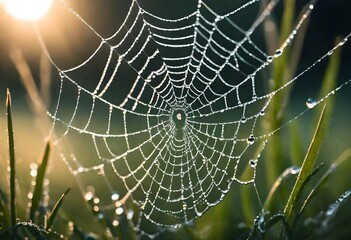 spider web with dew drops