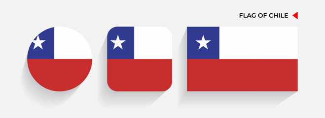 Chile Flags arranged in round, square and rectangular shapes