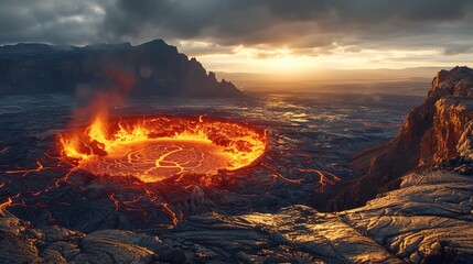 panoramic view of a volcanic