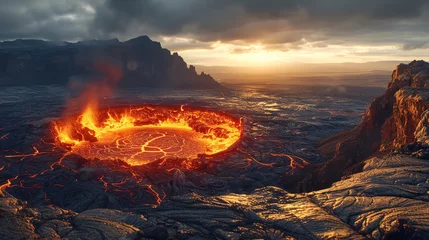 Zelfklevend Fotobehang panoramic view of a volcanic © DudeDesignStudio