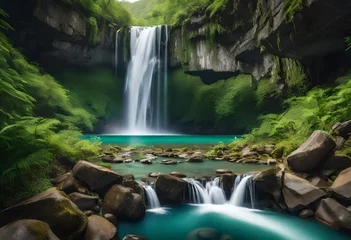 Foto auf Acrylglas waterfall in the forest © Tahira