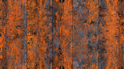 The image is of a wooden surface with a lot of rust and paint