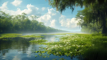 Poster view of a serene swamp © DudeDesignStudio