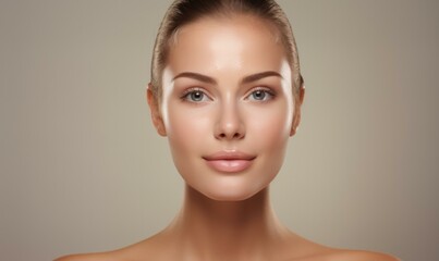 A woman with no makeup on her face is posing for a picture. Generative AI.