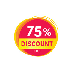 75 percent discount red label icon for sale promotion, advertising, vector. Flat design template for banner.