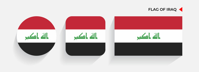 Iraq Flags arranged in round, square and rectangular shapes