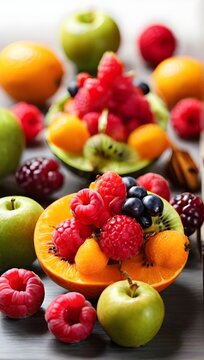fruit salad mix-Exquisite Edibles: Elevating Fruit Artistry to Tabletop Elegance with High-Key, High-Quality Presentation