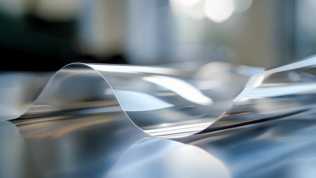 A detailed shot of a piezoelectric sheet showcasing its flexibility and ability to bend and conform to different shapes.