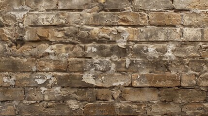 background and texture of an old brick wall with shabby plaster