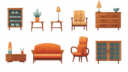 Illustration of a furniture on white flat vector isolated