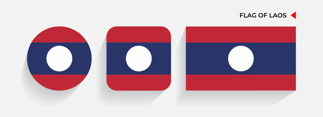 Laos Flags arranged in round, square and rectangular shapes