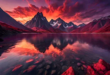 Foto op Plexiglas sunrise over the lake © Khani
