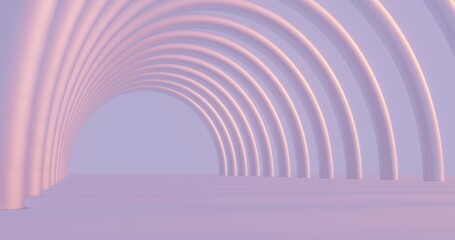 Abstract architecture background pink arched interior 3d render