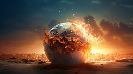 Earth under heat stress a stark visual of global  - obrazy, fototapety, plakaty