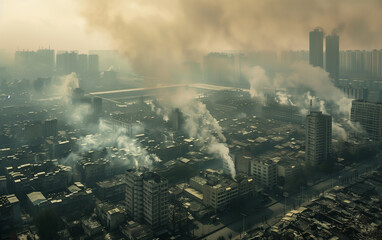 air pollution in the city - obrazy, fototapety, plakaty