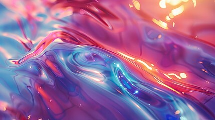 Obraz na płótnie Canvas Metallic holographic abstract wavy liquid background