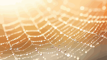 Macro photograph of a dew-covered spider web glisten - obrazy, fototapety, plakaty