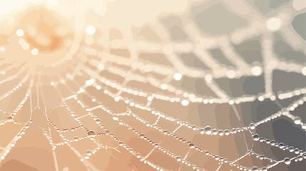 Macro photograph of a dew-covered spider web glisten