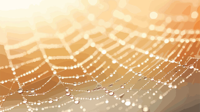 Macro photograph of a dew-covered spider web glisten