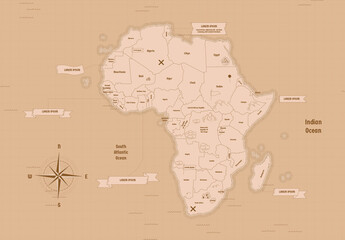 Vintage Africa Map Vector Layout