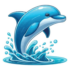 Obraz premium Dolphin Jumping Out of Water vector illustration