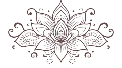 Fotobehang Mandala lotus flower for Henna Mehndi tattoo decorate © Aina
