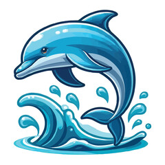 Obraz premium Dolphin Jumping Out of Water vector illustration