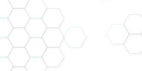Abstract white hexagon concept background. Seamless pattern with hexagon. Hexagonal white hexagons honeycomb wallpaper. Abstract white lines background.