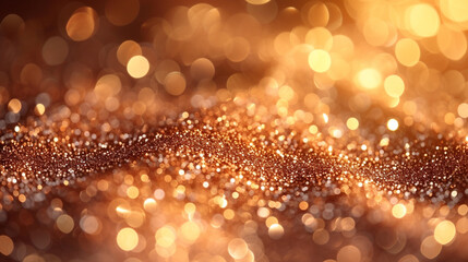 Golden Christmas lights glow brightly in a festive bokeh background, illuminating the holiday spirit with warm hues of orange and yellow