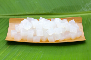 Mini cube coconut gel in syrup,  Thai dessert