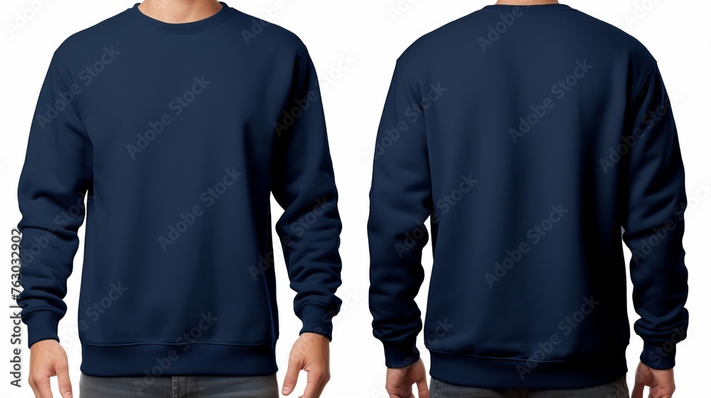 Sticker a man is wearing a navy blue sweatshirt, and t-shirt with full sleeves, both on the front and back s