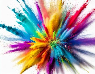 Colorful powder explosion on black background. Vibrant particle burst effect.