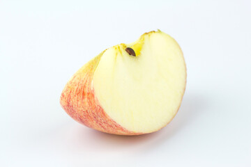 Whole red apple fruit with slice (cut) isolated on white background.