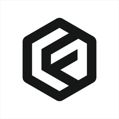 Letter F Logo Hexagon, Branding design logo f, Monogram F logo black and white	