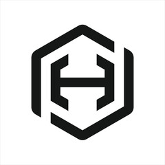 Letter H Logo Hexagon ,Branding design logo H, Monogram H logo black and white