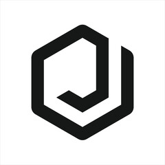 Letter J Logo Hexagon, Branding design logo j, Monogram J logo black and white	