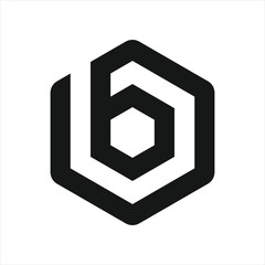 Letter B Logo Hexagon ,Branding design logo B, Monogram B logo black and white