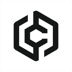 Letter C Logo Hexagon, Branding design logo C, Monogram C logo black and white