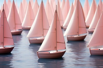 stylist and royal Pattern of many pink sail boats, space for text, photographic