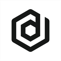 Letter D Logo Hexagon, Branding design logo D, Monogram D logo design black and white