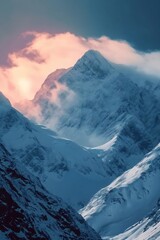 Fototapeta premium Mountain Peak Illuminated by Sunset
