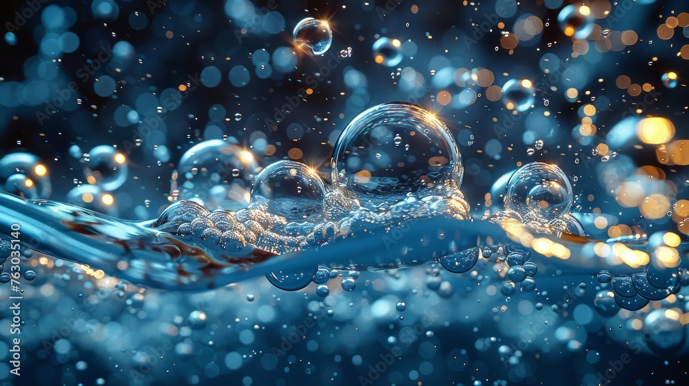 Poster the fizzing air bubbles of underwater soda pop flow over a transparent background. fizzy drinks, spa