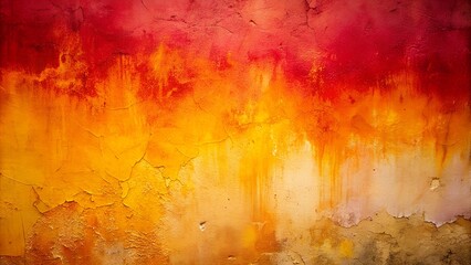 Obraz na płótnie Canvas Fiery Abstract Gradient Background | Yellow Orange to Red Burgundy Painted Concrete Wall