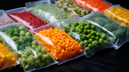 Frozen vegetables in plastic bags mix storage healthy